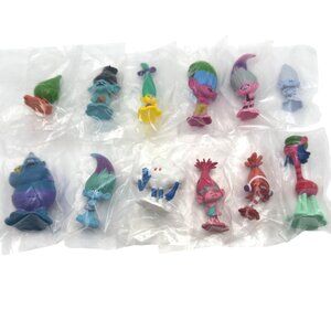 Lot Of 12 DreamWorks Trolls Mini Figures PVC Cake Toppers 2" Characters Sealed